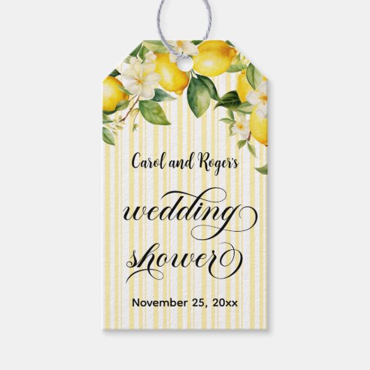 Lemon Branch Mediterranean Summer Polterabend Geschenkanhänger (Vorderseite)