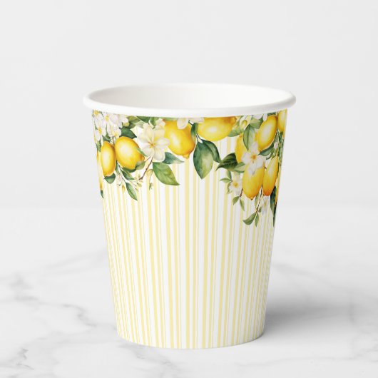 Lemon Branch Mediterranean Summer Polterabend Pappbecher (Rückseite)