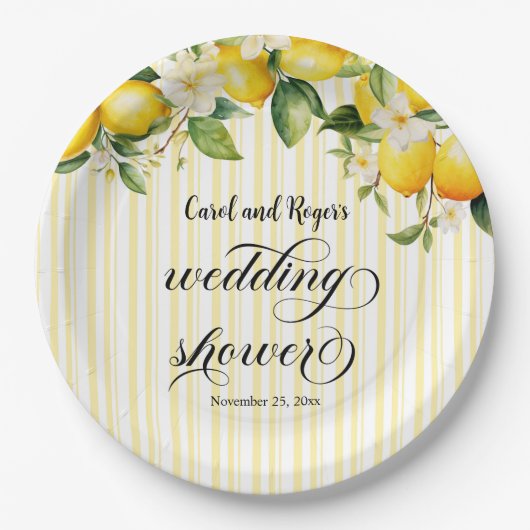 Lemon Branch Mediterranean Summer Polterabend Pappteller (Vorderseite)