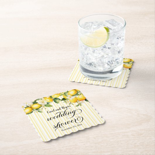 Lemon Branch Mediterranean Summer Polterabend Untersetzer (Vor Ort)