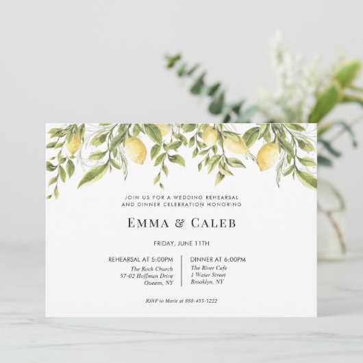 Lemon Branch Probe Dinner Einladung (Stehend Vorderseite)