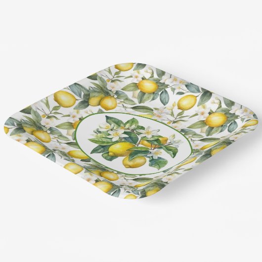 Lemon Branches Pappteller (Gewinkelt)