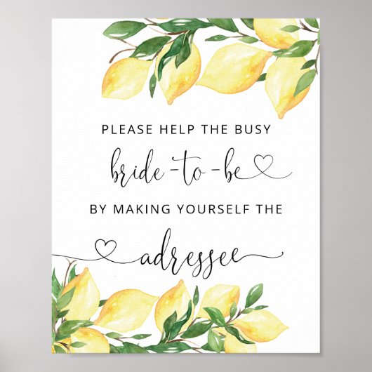 Lemon Brautparty Address a Envelope Poster (Vorne)