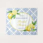 Lemon Brautparty Blue Tile Italienischer Hintergru Wandteppich (Vorderseite (Horizontal))