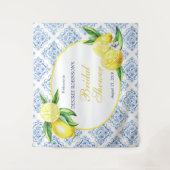 Lemon Brautparty Blue Tile Italienischer Hintergru Wandteppich (Vorderseite)