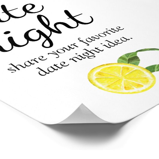Lemon Brautparty Datumsabendzeichen Poster (Ecke)