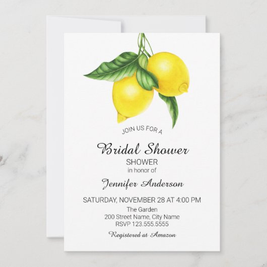 Lemon Brautparty Einladung (Vorderseite)