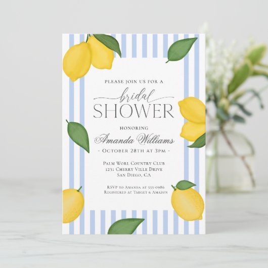 Lemon-Brautparty Einladung (Stehend Vorderseite)