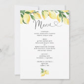 Lemon Brautparty Elegantes Menü Einladung (Vorderseite)