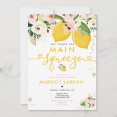 Lemon Brautparty Floral Lemon Hauptpresse Einladung (Vorderseite)