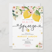 Lemon Brautparty Floral Lemon Main Squeeze Einladung (Vorderseite)