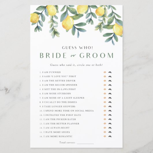 Lemon Brautparty Game Er sagte: "Sie sagte (Vorderseite)