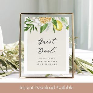 Lemon Brautparty Guest Book Sign Printable Poster