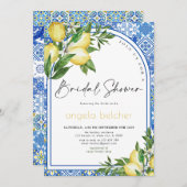 Lemon Brautparty - Italienisch Blaue Fliesen Einladung (Vorne/Hinten)