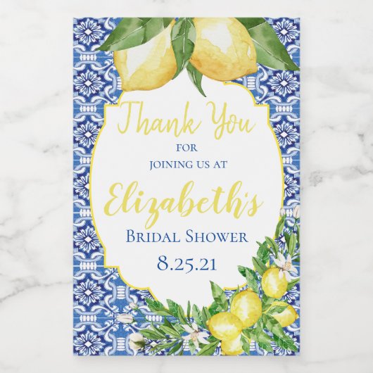 Lemon Brautparty Mini Weinflasche Weinetikett (Einzelnes Label)