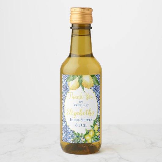 Lemon Brautparty Mini Weinflasche Weinetikett (Vorderseite)