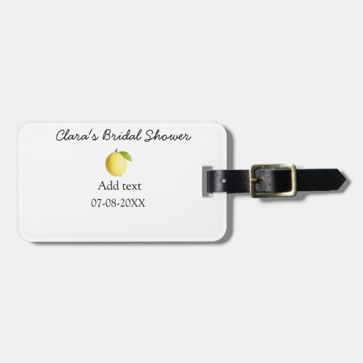 Lemon Brautparty modern schlicht und rustikal b Gepäckanhänger (Vorderseite horizontal)