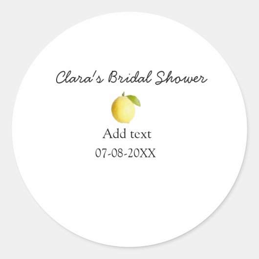 Lemon Brautparty modern schlicht und rustikal b Runder Aufkleber (Vorderseite)