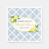 Lemon Brautparty Napkins, blaue Tile Serviette (Vorderseite)