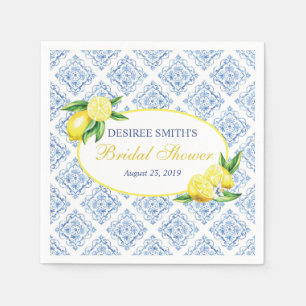 Lemon Brautparty Napkins, blaue Tile Serviette
