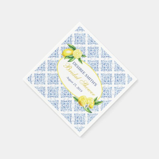 Lemon Brautparty Napkins, blaue Tile Serviette (Ecke)