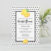 Lemon Brautparty online Polka Dots Einladung (Stehend Vorderseite)