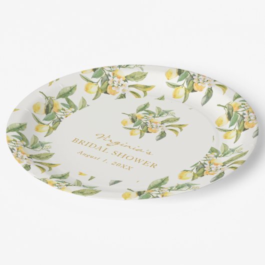 Lemon Brautparty Pappteller (Schrägansicht)