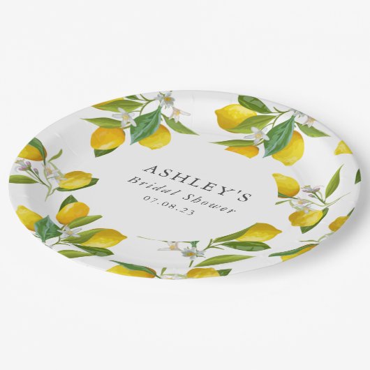 Lemon-Brautparty Pappteller (Schrägansicht)