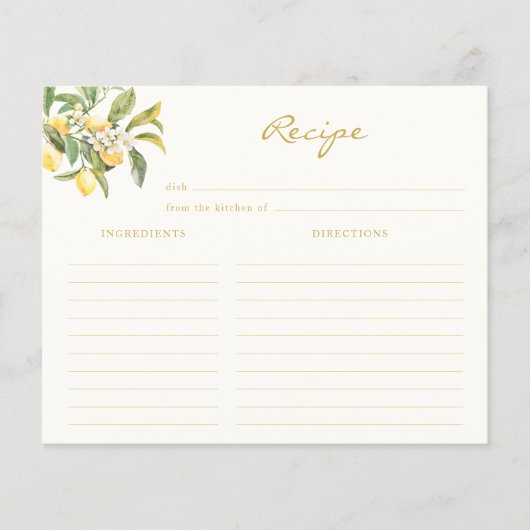 Lemon Brautparty Rezept Card (Vorderseite)