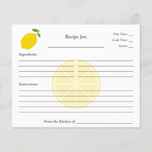 Lemon Brautparty Rezept Card (Vorderseite)