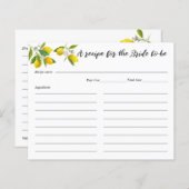 Lemon Brautparty Rezept Cards (Vorne/Hinten)