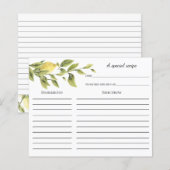 Lemon Brautparty Rezept Karte (Vorne/Hinten)