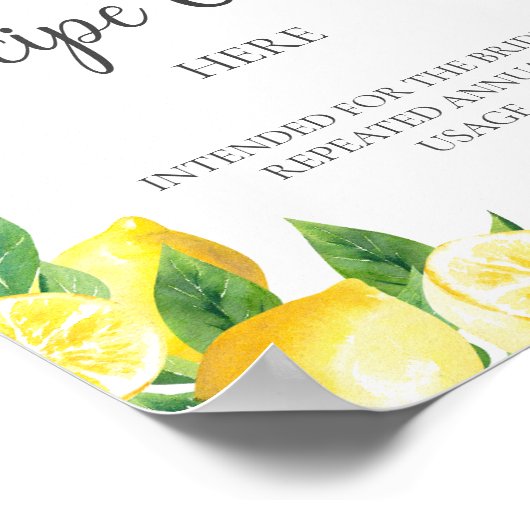 Lemon Brautparty Rezept Karte Hier Unterschreiben Poster (Ecke)