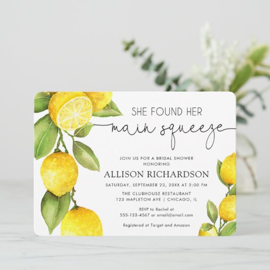 Lemon Brautparty Sie fand ihren Hauptpresse Einladung (Stehend Vorderseite)