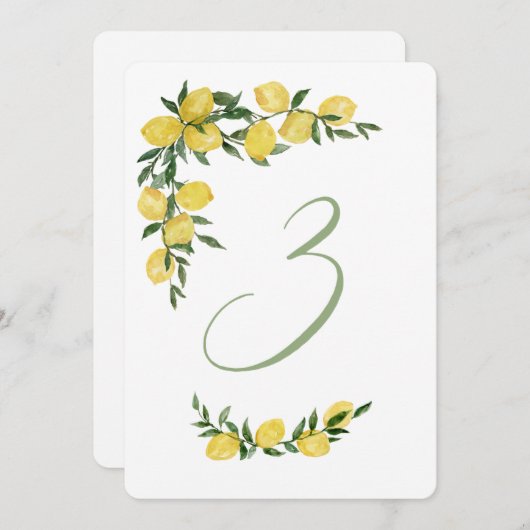 Lemon Brautparty Tischnummer Drei (Vorne/Hinten)
