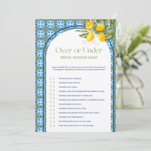 Lemon-Brautparty über oder unter Spielkarte Einladung (Stehend Vorderseite)