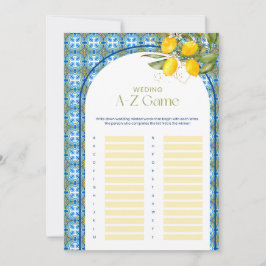 Lemon Brautparty Wedding A-Z Game Card Einladung