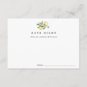 Lemon Brautparty Wedding Date Night Idea Karte (Vorderseite)