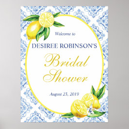 Lemon Brautparty Welcome Sign Blue Tile Italienisc Poster