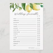 Lemon Brautparty Word Scramble Game Card Einladung (Vorderseite)