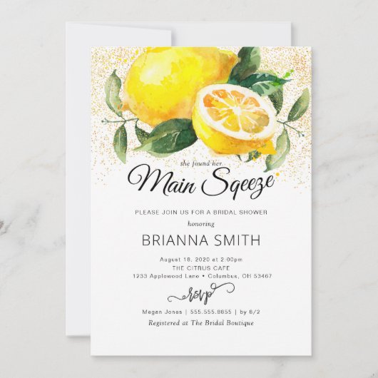Lemon Bridal Dusche Einladung (Vorderseite)