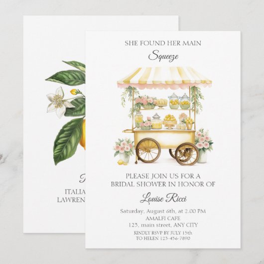 Lemon Bridal Dusche Einladung (Vorne/Hinten)