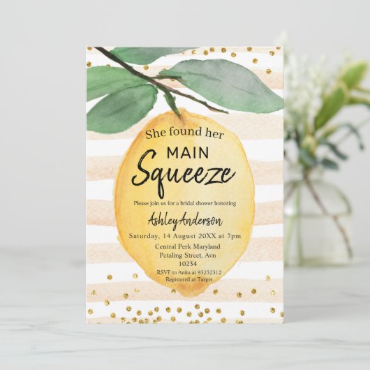 Lemon Bridal Dusche Einladung (Stehend Vorderseite)