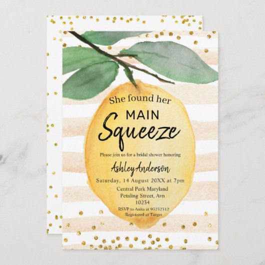 Lemon Bridal Dusche Einladung (Vorne/Hinten)