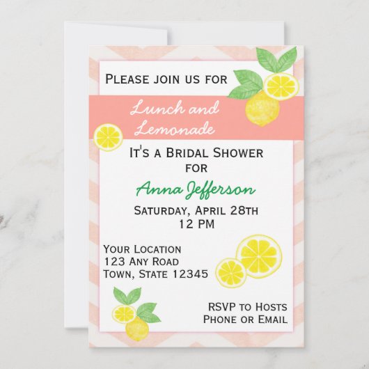 Lemon Bridal Dusche Einladung (Vorderseite)