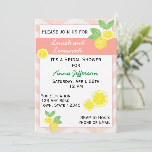 Lemon Bridal Dusche Einladung (Stehend Vorderseite)