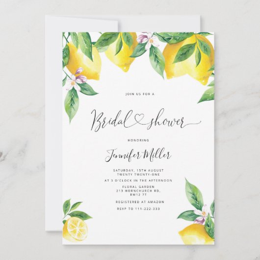 Lemon Bridal Dusche Einladung (Vorderseite)