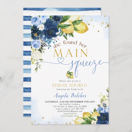 Lemon Bridal Dusche Einladung (Vorne/Hinten)