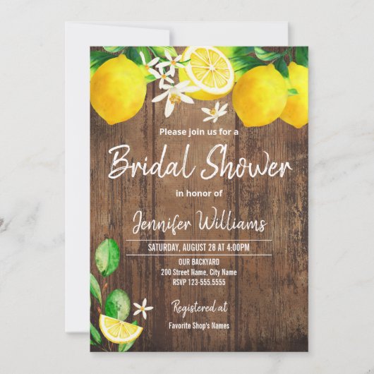 Lemon Bridal Dusche Einladung (Vorderseite)