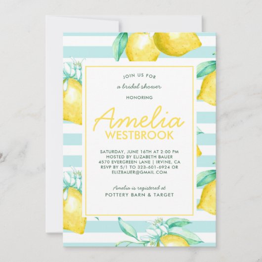 Lemon Bridal Dusche Einladung (Vorderseite)